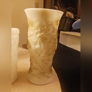 Milk glass textured 10' vase